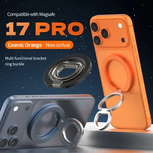 Dual Magnetic Phone Holder - Magnetic Phone Grip, Adjustable Phone Holder, Double Sided Magnets, Folding Stand, 360 Degree Rotation, MagSafe Compatible, Easy to Install and Remove, Accessory Suitable for iPhone, Samsung and Android Phones with Mag
