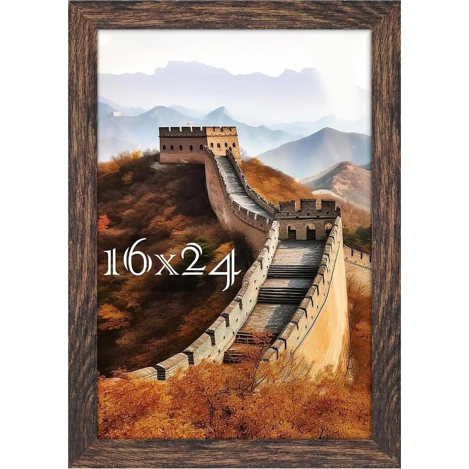 16x24 Picture Frame Rustic Brown | Wall Mount Poster Frame for 16x24 Posters & Art Prints, Clear Shatterproof Cover, Horizontal or Vertical Hanging, Gallery Wall Decor, 1 PackGift