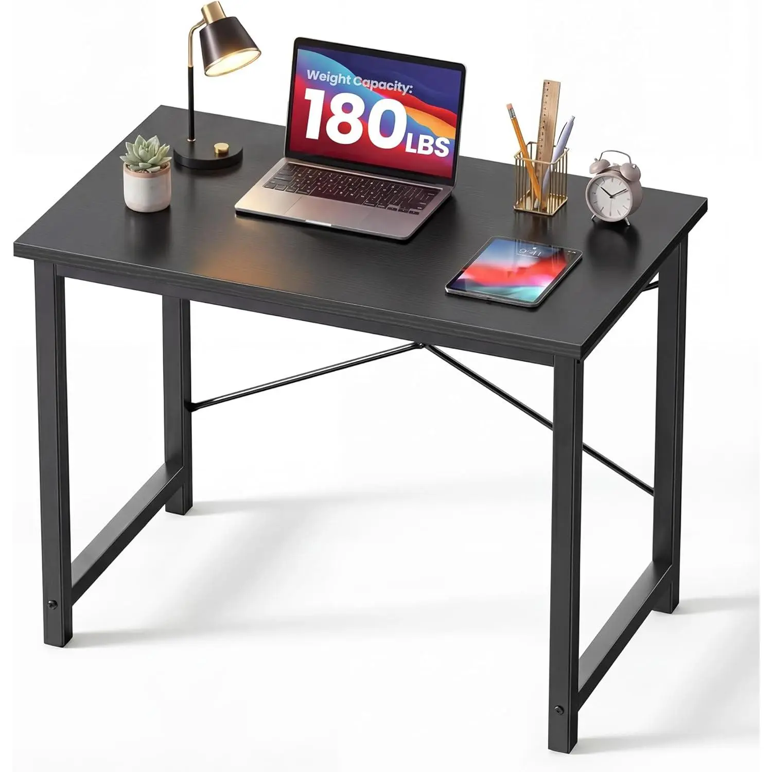 32 Inch Small Computer Desk for Home Office, Gaming Writing Desks for Bedroom Modern Study Work Table Simple Style Workstation with Reinforcement Structure, Black