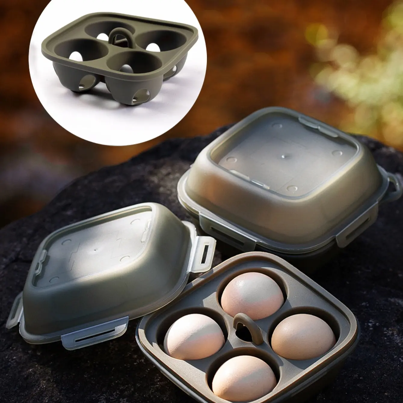 1PC 2 in 1 Outdoor Multifunctional Shockproof Egg Box Storage Box Portable Camping Shatterproof Egg Tray Home Plastic Protection Box Travel Shatterproof