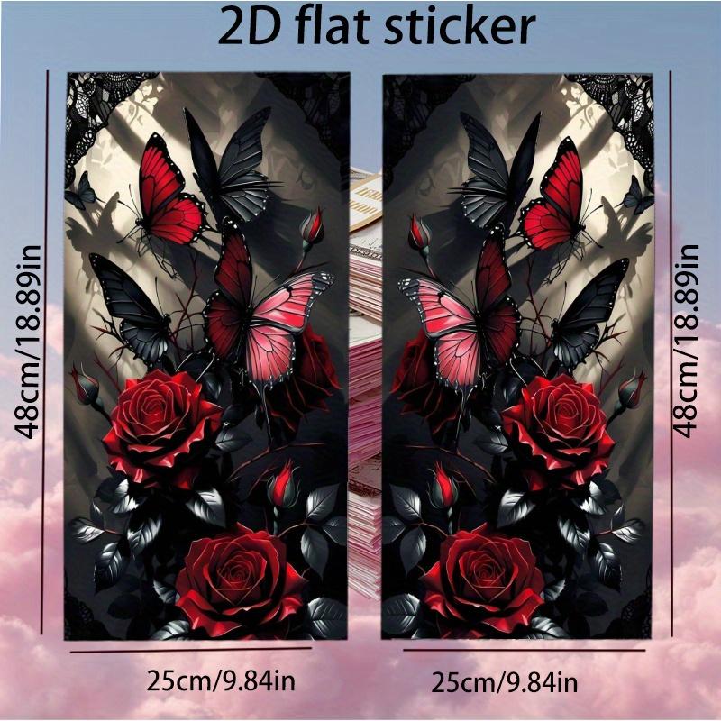2 Pcs Red 2D Flat Car Decoration Stickers Rectangular Semi-Matte for Metal Plastic Ceramic Wood Surfaces Pink Matte Edge Transparent Auto Modification Decals