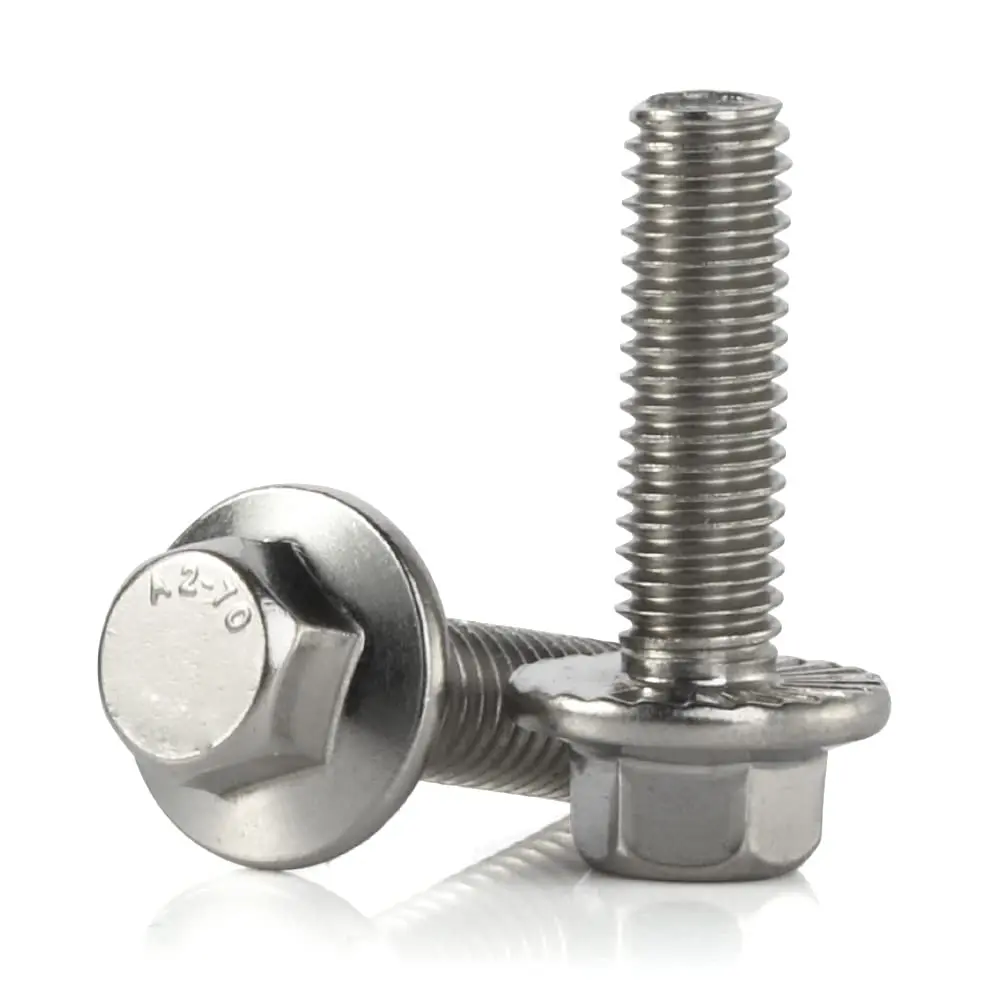M6-1.0 x 20mm Flanged Hex   Flange Hexagon Screws, Stainless Steel 18-8 (304), Plain Finish, 25 count
