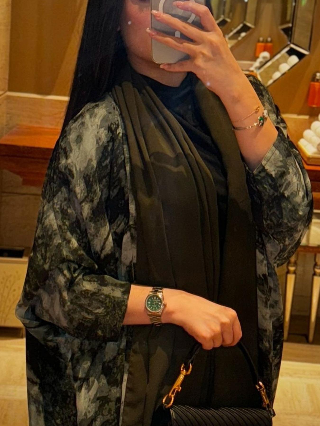 Women's Tie Dye Print Open Front Abaya, Chic Modest Casual Long Sleeve Outerwear for Daily Wear, Ladies Clothes for All Seasons