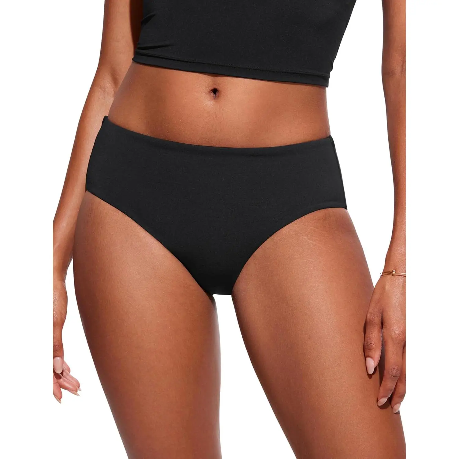 Bikini Bottoms for Women Mid Rise Full Coverage Bathing Suit Swimsuit Basic Swim Briefs