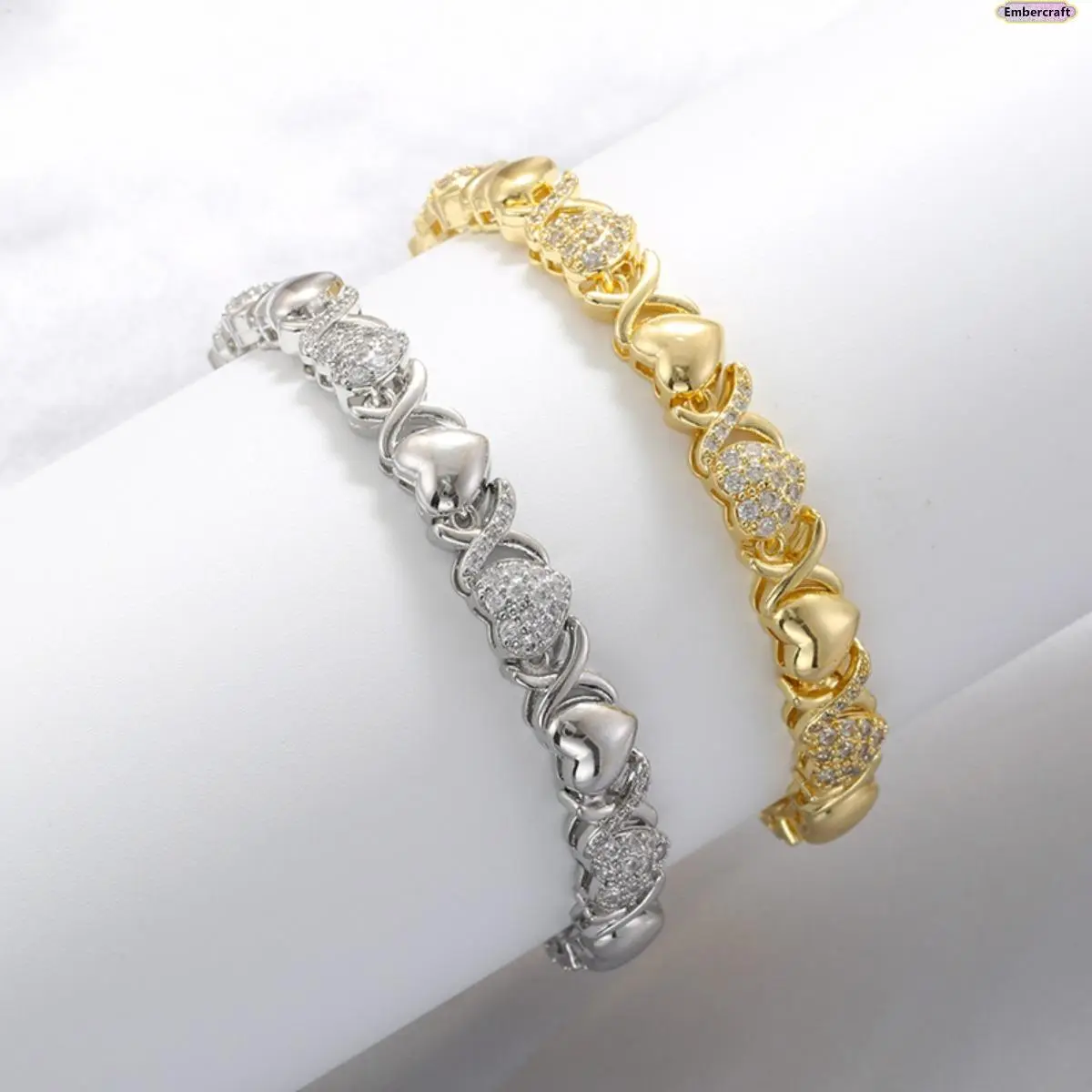 Dainty Heart Stackable Wrist Bracelet for Women, Gold-Plated Stainless Steel Jewelry, Elegant Non-Tarnish Birthday Gift, Birthday Gift Ideas, Jewelry Stack, Gold Aesthetic, Dainty Hearts, Exquisite Trendy Bracelet, Non Tarnish Jewelry