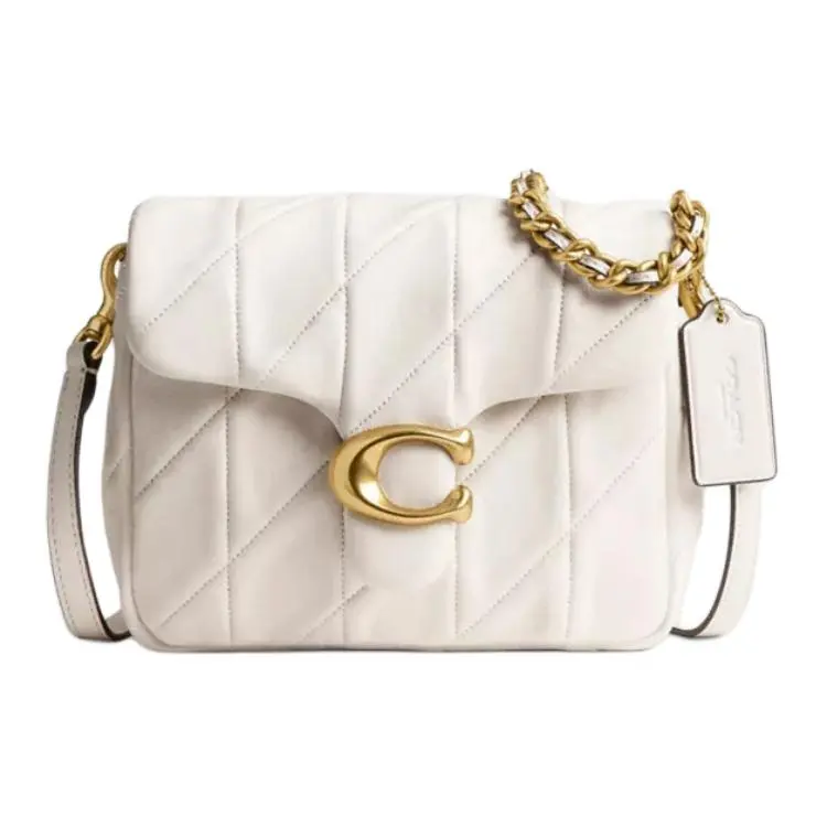 COACH Times Square Tabby 17 Crossbody Shoulder Bag for Women, Small Size, Chalk White Leather with Logo Zip Closure