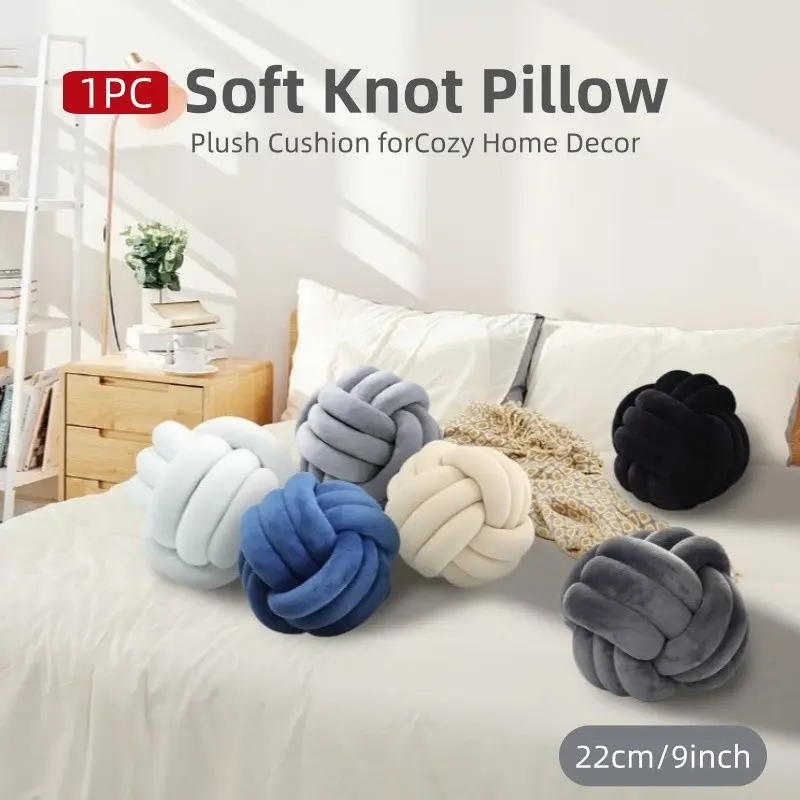 1pc Knotted Pillow, Round Decorative Cushion, Handwoven Seat Pad, Ideal for Sofa, Living Room, Bed Decoration, 22cm/9inch Size