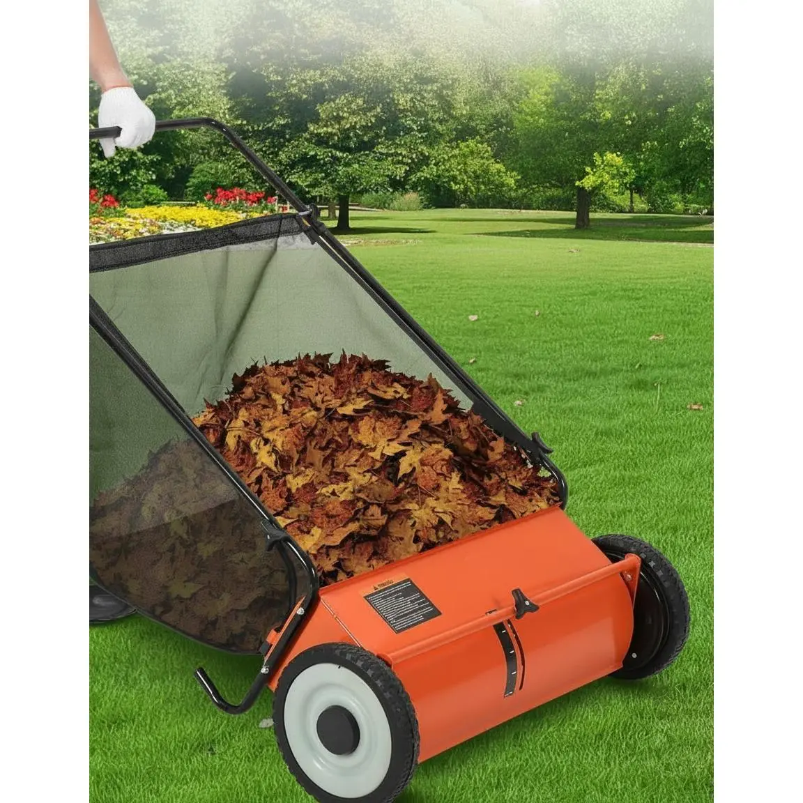 GAOMON Heavy Duty 21-Inch Push Lawn Sweeper – Enhanced 4-Brush System, Adjustable Height, Large 3.5 cu.ft Mower Bag, Ideal for Lawn, Garden, Driveway, Patio, Artificial Grass Cleanup, Easy Storage