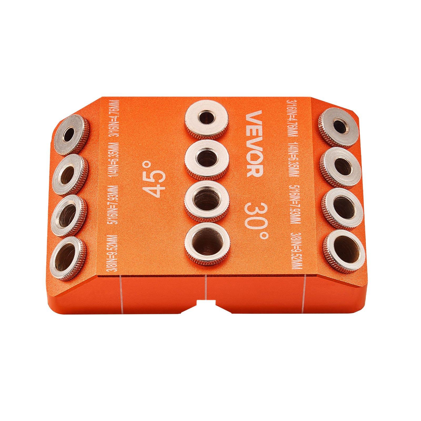 VEVOR Drill Guide, 30/ 45/ 90 Degree Angle 4 Sizes Portable Precision Drilling Guide Jig, for Drilling Angled or Horizontal Holes, Aluminum Alloy, for Deck Cable Railing Wood Post Stair Handrail