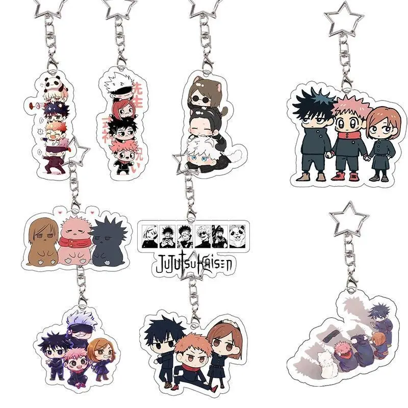 Jujutsu Kaisen Acrylic Keychain Set Kawaii Student Yuji Itadori Cosplay Props Characters Keyring  Gojo Bag Pendant Birthday Gift