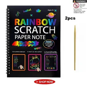 ✨2 Pack Magic Scratch Art Books, No Paint Or Pens Needed, Reveal Rainbow Patterns By Simply Scratching, Colorful DIY Scratch Paper Notebooks, Creative Doodle Art Supplies For Kindergarten Kids #ScratchArtBook #KidsArtSupplies #KindergartenCraft #DIYDrawin