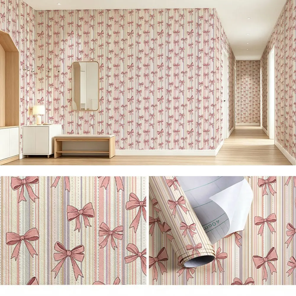 Bow Repeat Wallpaper, Moisture-Proof PVC, Self-Adhesive, Ideal for Living Room, Kitchen, Bedroom, Large Area Wall Decoration