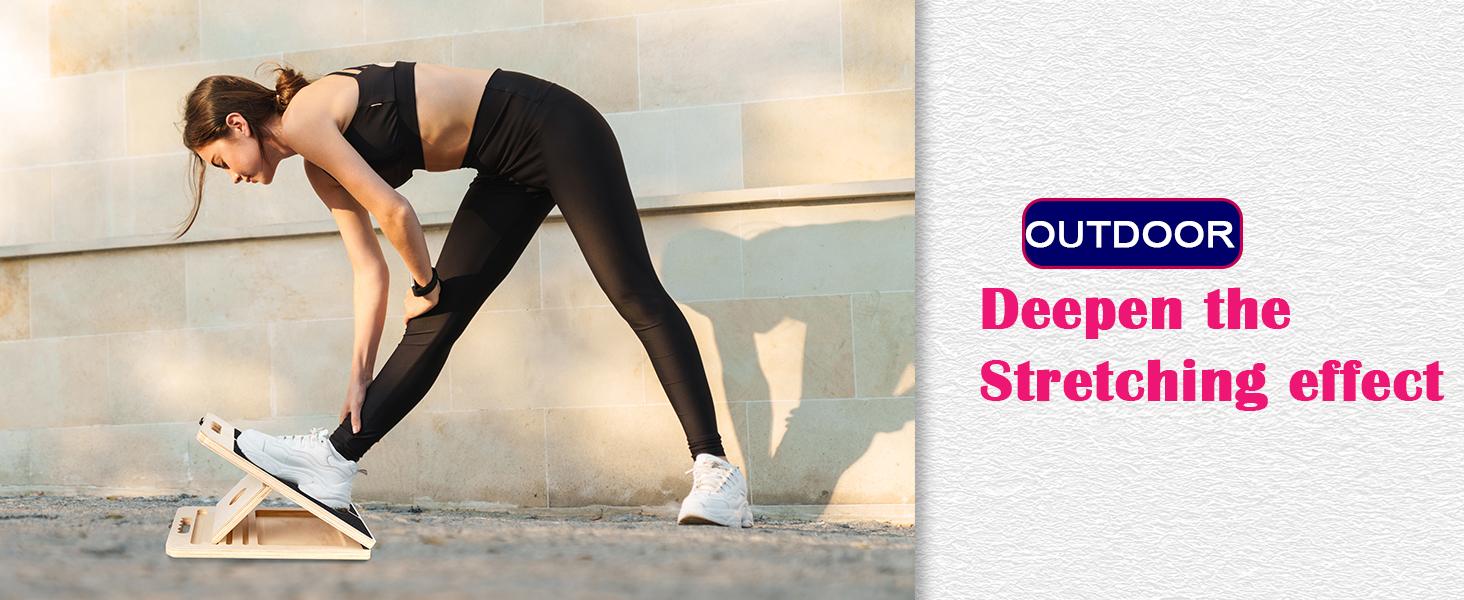 Slant Board for Calf Stretching, Adjustable Portable Wooden Incline Board for Calf Stretcher with Training Poster, 450 Lbs Weight Capacity Calf Stretch Wedge for Leg, Knees, Heel, Ankle & Stretching Calf Board