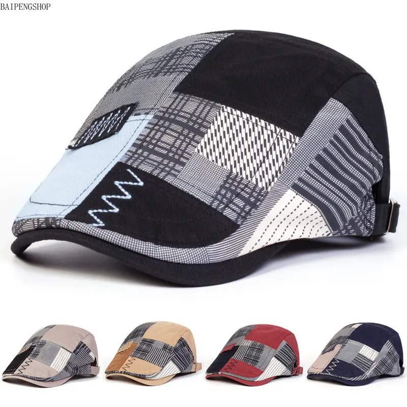 2026 New Style Unisex Wasteland Retro Distressed Duckbill Hat, Personalized Niche Stitching Grid Pattern Forward Cap, Vintage Sunshade Casual Headwear, Ideal for Daily Wear & Street Fashion
