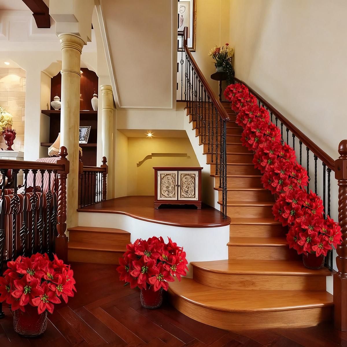 Christmas artificial poinsettia bouquet for home, outdoor, tabletop, garden decoration, Christmas decoration