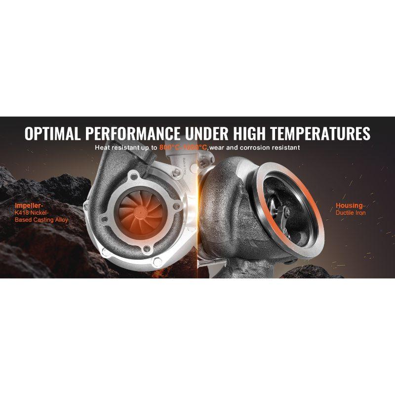 VEVOR Turbo Turbocharger with Gasket Kit, Turbo Charger Replacement for Car Engines, Compatible with 2.5L-6.0L Engine Displacements, Heat Resistance Engine Turbocharger with K418 Alloy Impeller