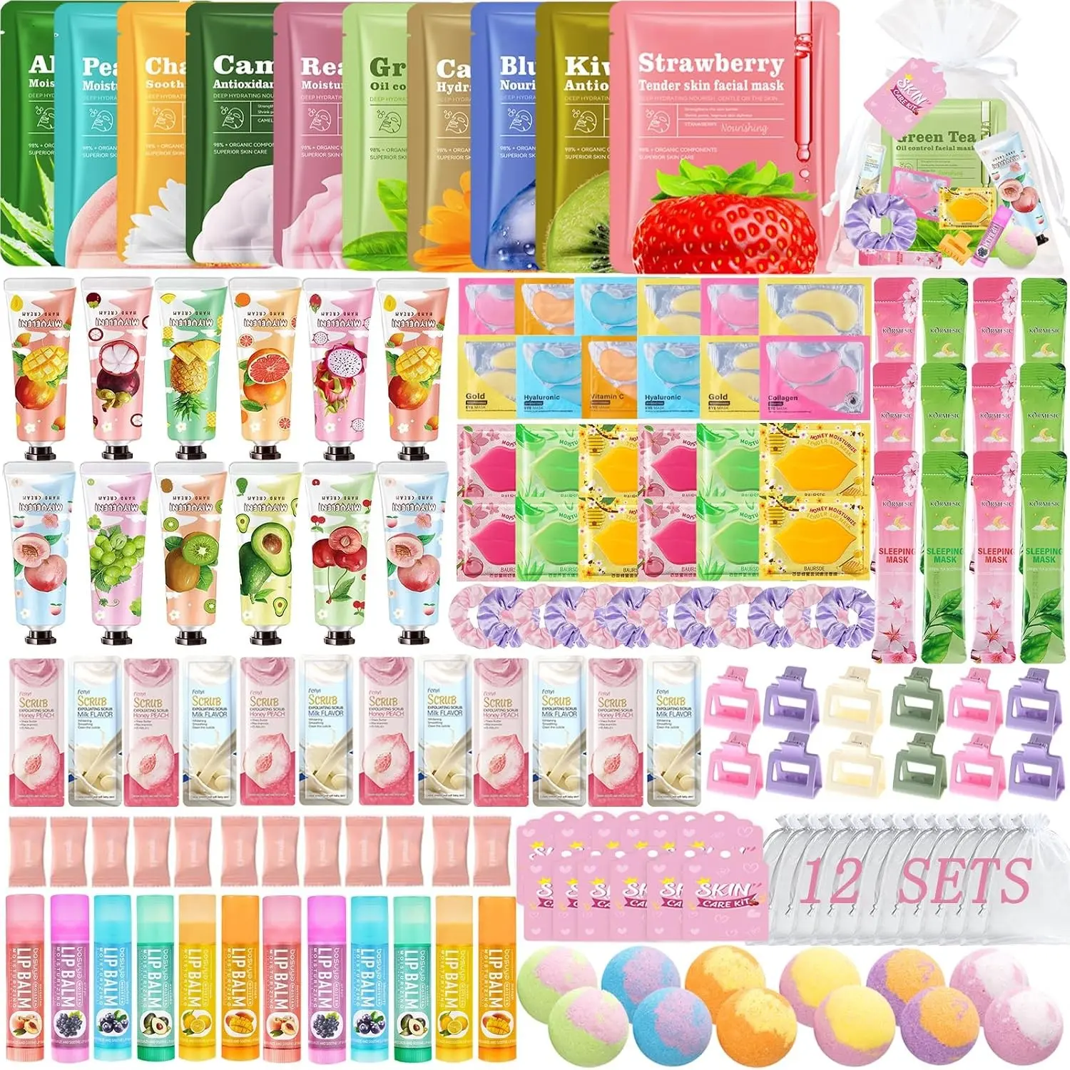 156 PCS Spa Party Supplies for Women|Spa Party Favors Include Face Masks Lip Balm Under Eye Patches |Spa Party Favors for Bridal Wedding Spa Birthday Sleepover Party Supplies Spa Sleepover KitGift