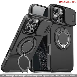 Creative Pull-Down Window Lens 360 Degree Rotating Stand Anti-Drop Shockproof Protective Smartphone Case Cover, Fits iPhone 17 Pro Max 17 17 Pro 16 Pro Max 15 14 13 12 11