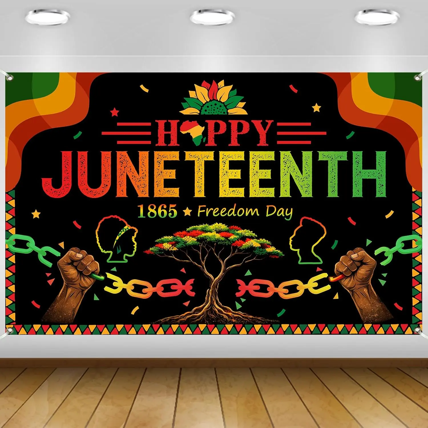 Synthetic Vibrant HD 30"x40" Juneteenth Lightweight Printed Banner Tapestry - 6/19/1865 Freedom Day African American Emancipation Ethnic Festive Backdrops & Banners, Photobooth Backdrop, Wall-Room-Table Decor, Classic Festive Backdrops & Banners, Multiple