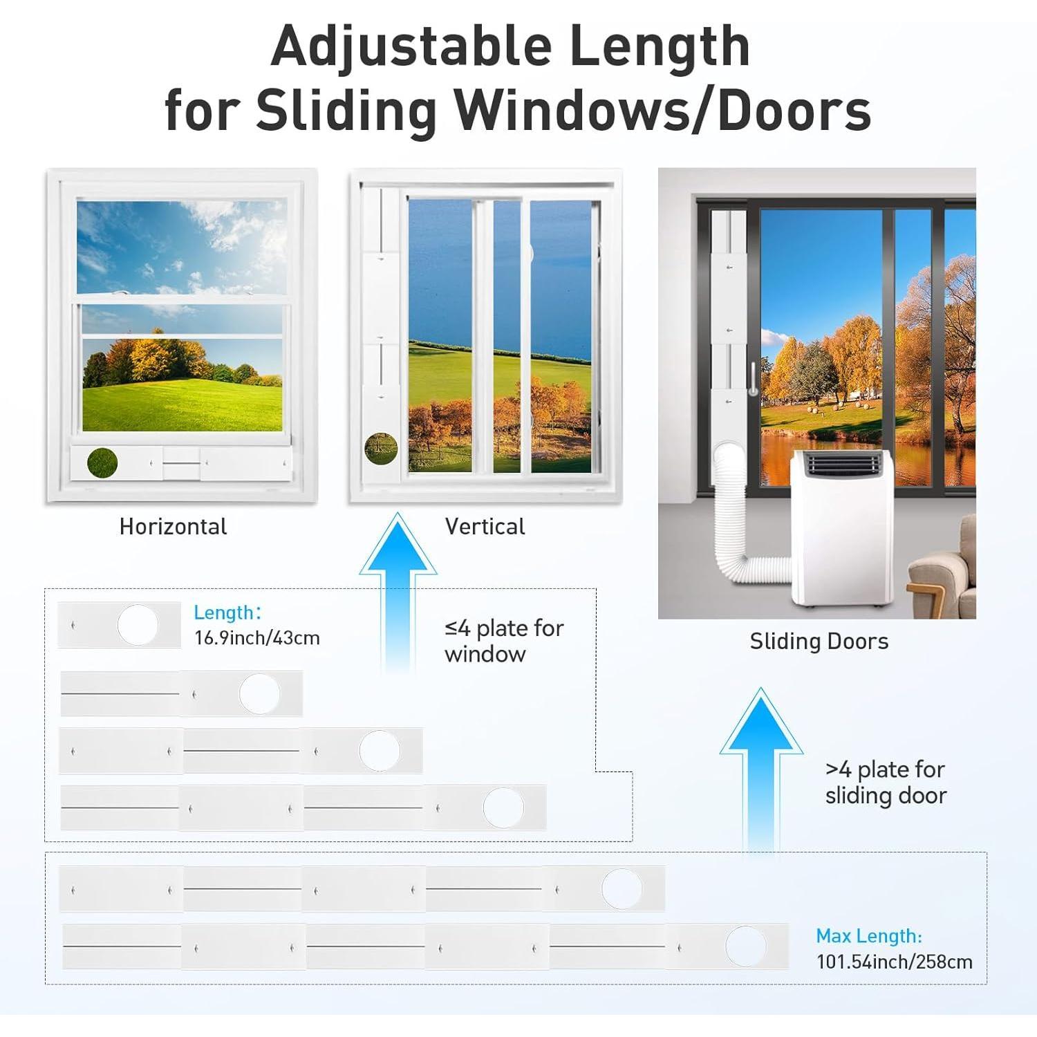 Window Vent Kit for Portable Air Conditioner with 5.9" Hose, Adjustable16.9 to 101" Window Seal Plates for 5/5.9"Hose, 2 in 1 Coupler with Grid, Rain Cover, Suit for Sliding Window/Door Window Vent Kit for Portable Air Conditioner with 5.9" Hose, Adjustable16.9 to 101" Window Seal Plates for 5/5.9"Hose, 2 in 1 Coupler with Grid, Rain Cover, Suit for Sliding Window/Door