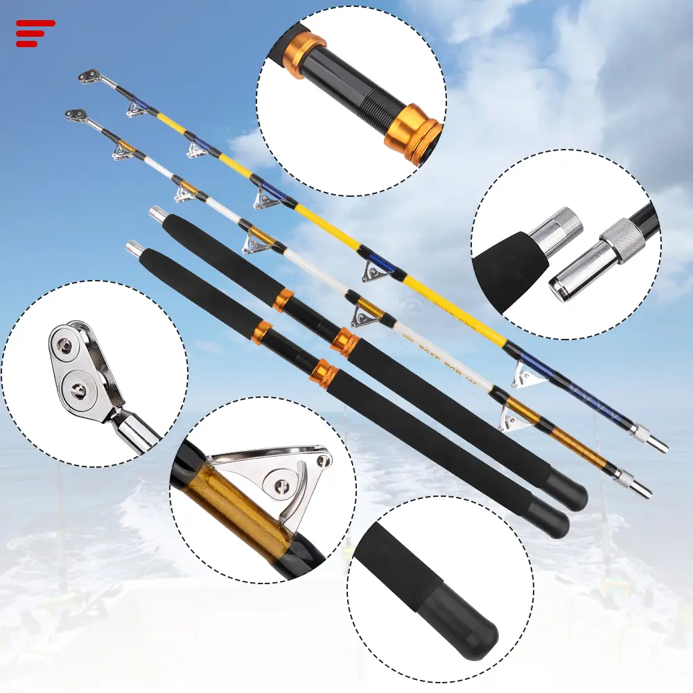 2 Sections Trolling Rod Saltwater Slowing Jigging Offshore Fishing Rod Boat Fishing Pole 5'4"/165cm 100-200lb