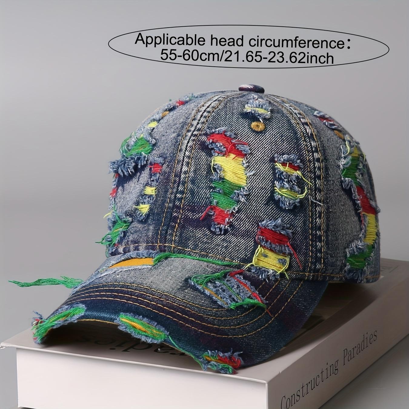 [Vintage Denim Baseball Cap] Vintage Distressed Denim Baseball Cap |       Washed & Frayed Brim, Adjustable Snapback Closure, Lightweight Unisex Streetwear Hat for Men & Women, Casual & Parties