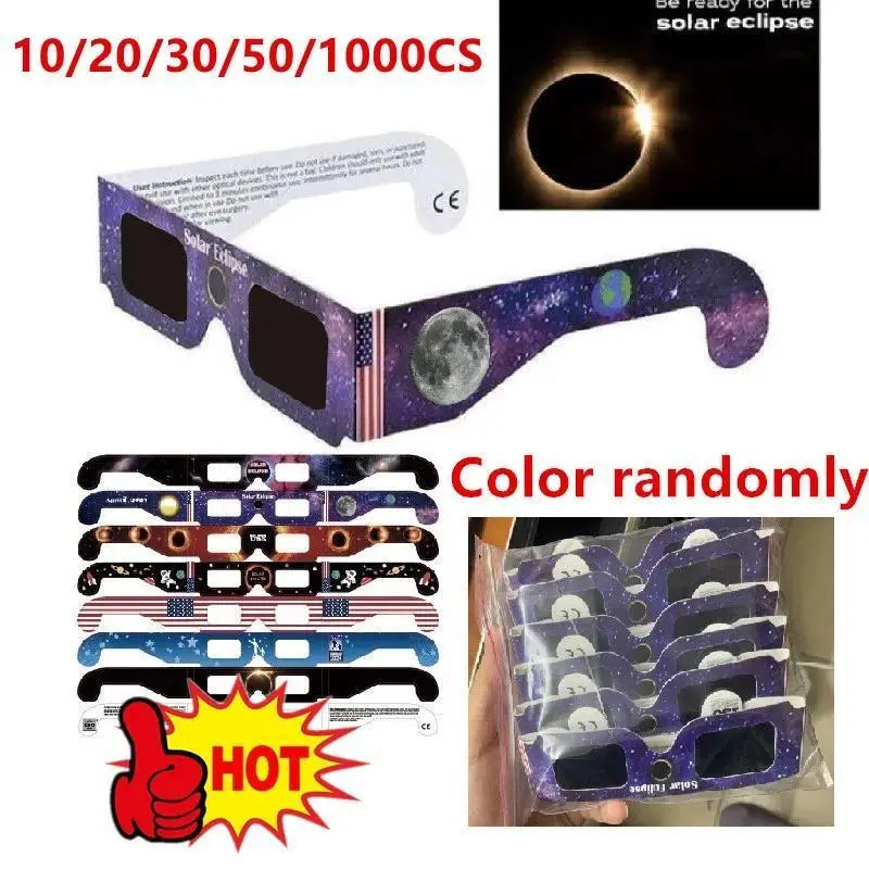 10/20/30/50/100Pcs Paper Solar Eclipse Glasses Safe For Direct Sun Viewing Observe Total Eclipses Partial Eclipse Wholesale