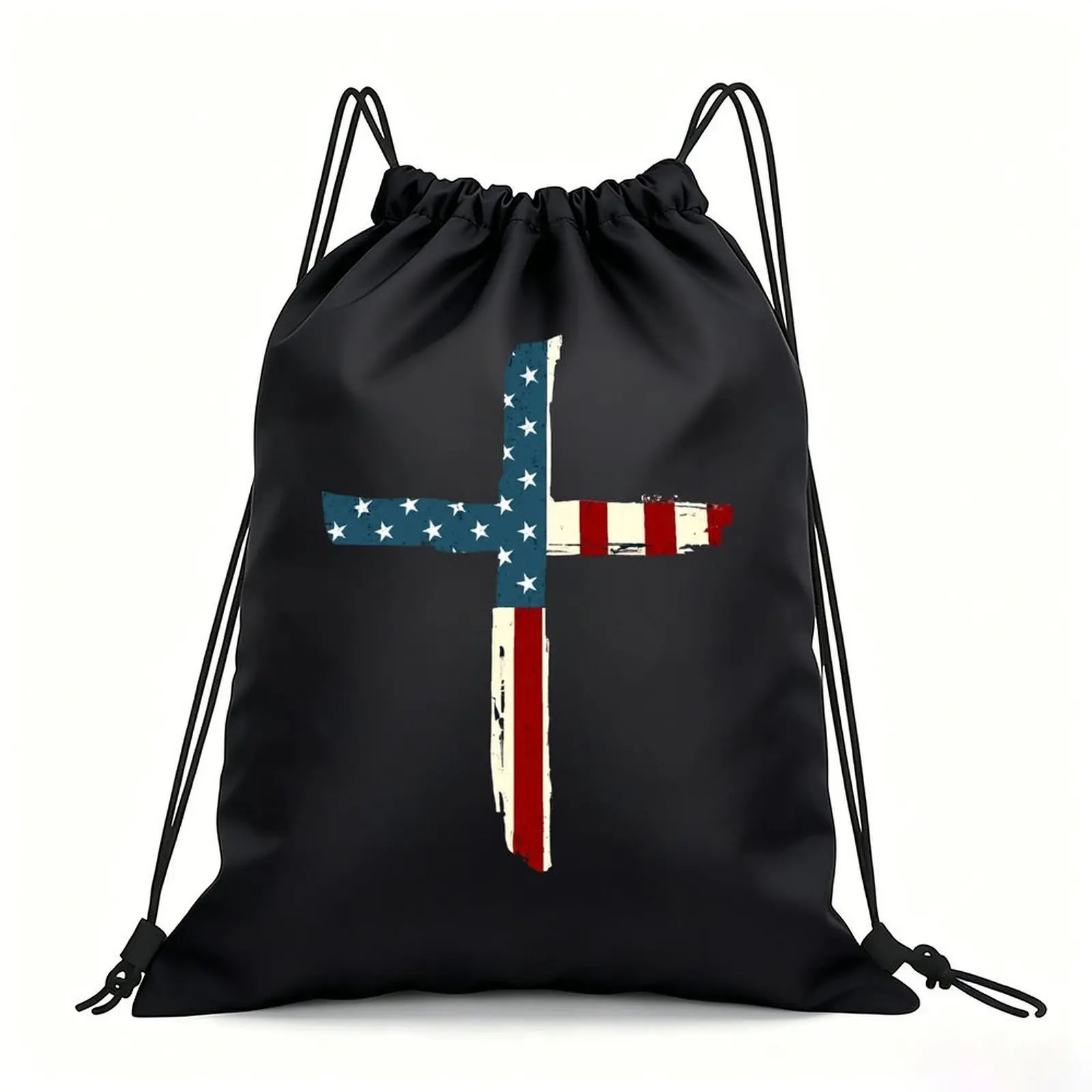 Portable Drawstring Sack Bag with Custom Graphic Print, Waterproof Polyester String Backpack for Gym Workout Swimming Hiking