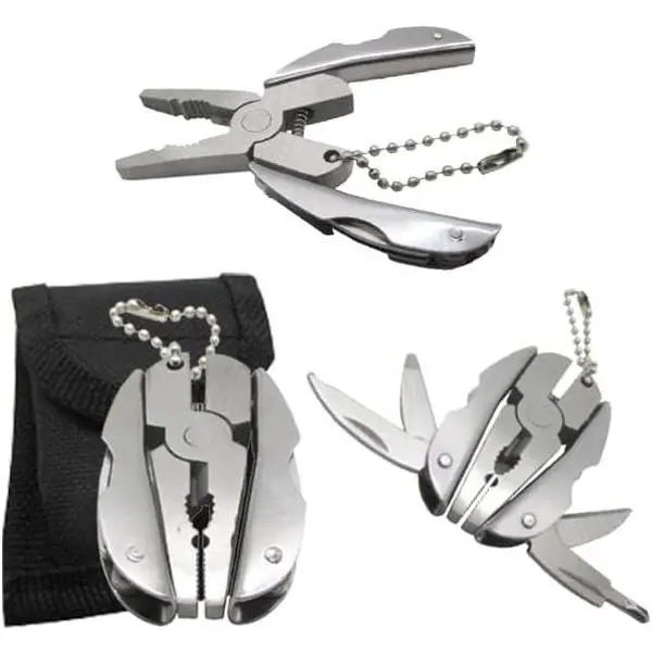 Baby Costume Jewelry Mini Keychain Set - 6-in-1 Multitool Plier with Adjustable Wrench, Wire Strippers, Phillips Screwdriver, Knife, File & Carry Case - Ideal for Holiday Gifts, Stocking Stuffers, No Warning Applicable