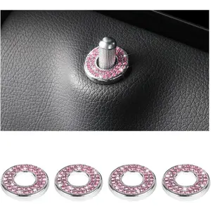 4 count Bling  Inner Door Lock Covers,  Pull Rod Bolt Stickers, Sparkly Rhinestones Auto Door Bolt Decorations,  Lock Pin Cap Decors for C Class C200L GLC260 C260L ()