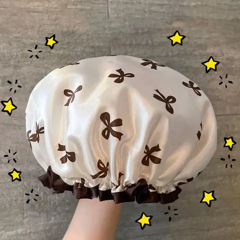 Double Layer Bathing Cap, 1 Count Adjustable Waterproof Shower Cap, Reusable Shower Caps, Hair Cap for Shower, Bathroom Supplies, Bathing Cap for Women, Bathroom Accessories