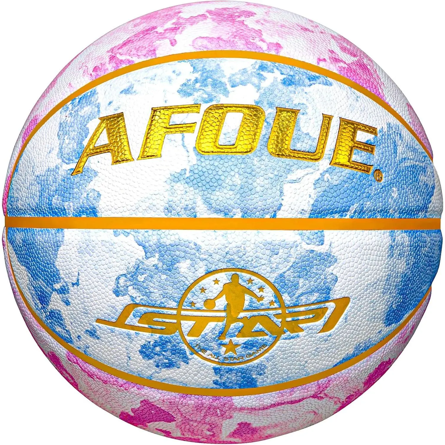 Pink Blue Gradual Change Basketball, 29.5" Size 7 Quality PU Leather, Indoor Outdoor Gifts (Deflated)