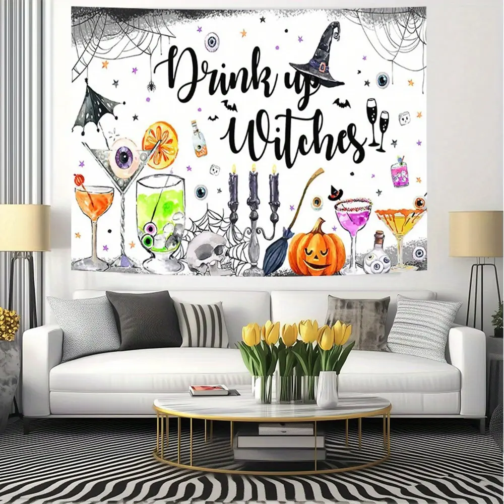 2D Flat Banner Halloween themed HD digitally printed polyester photography backdrop, soft lightweight foldable background cloth for Halloween parties, event photoshoots, product photography, portraits, indoor decor, livestream bac, One-Piece