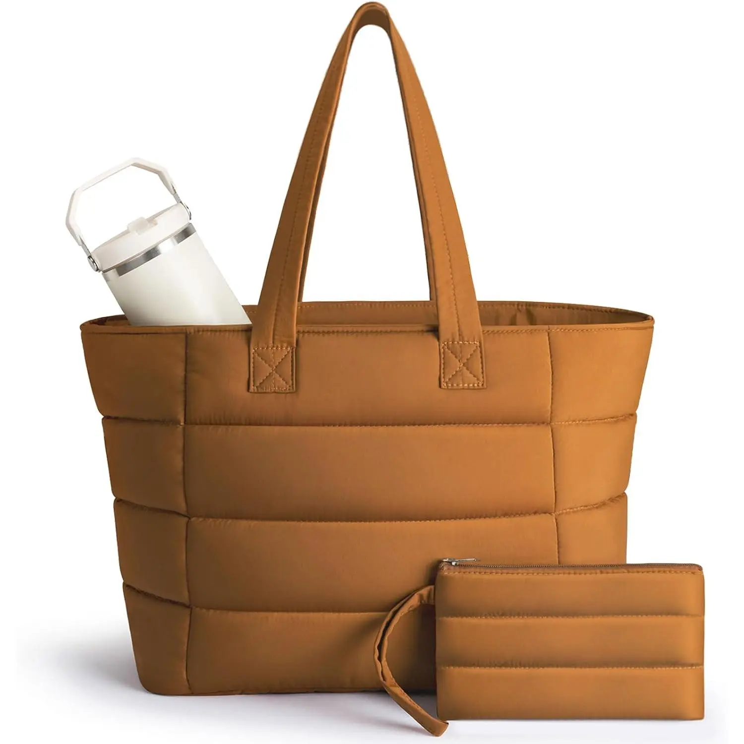 Puffer Tote Bag for Women - Nurse Bag with Bottle Pocket | Lightweight quilted puffer for work and travel, soft padded daily carry,  for clinical shifts and  errands