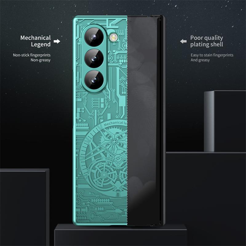 360° Full Protection Electroplated Hinge Protective Cover Compatible with Samsung Z Fold 7/6/5/4/3, Integrated Built-in Screen Protector