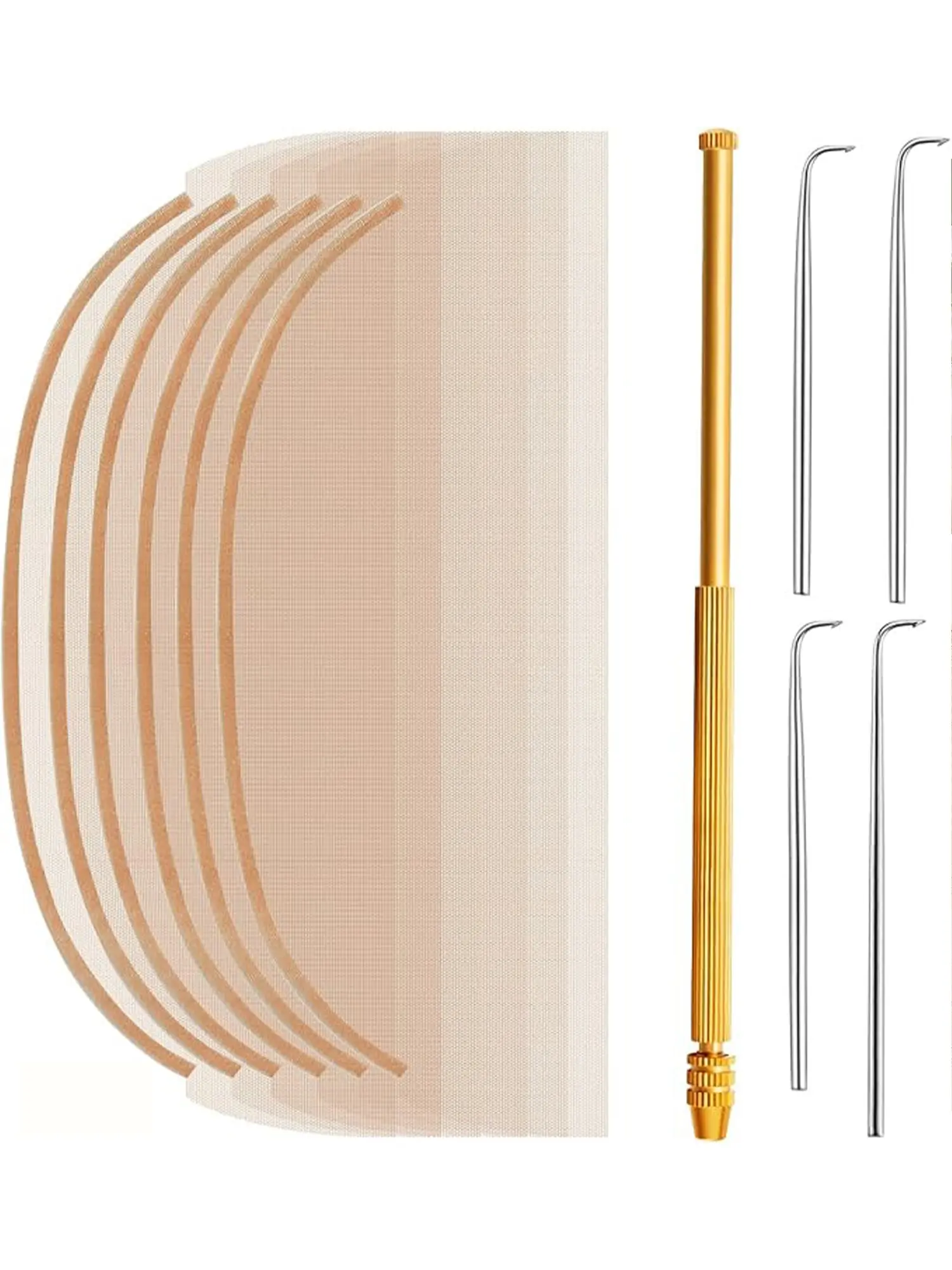 11-Piece Wigs Making Tool Kit, Includes 6 Swiss Lace Nets, Metal Breathable Stands, 4 Needles, Ideal for Beginners, Light