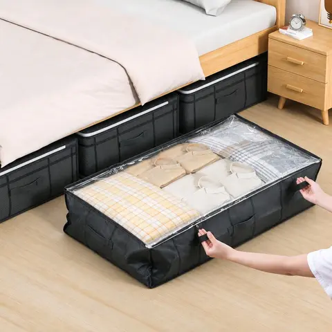 Under Bed Clothes Storage Bag, Space Saver, Waterproof Dustproof Large Capacity with Handle & Clear Window, for Blankets & Toys, Bedding Storage, Room Organizer, Indoor Storage, Waterproof Storage Bags, Multipurpose Storage