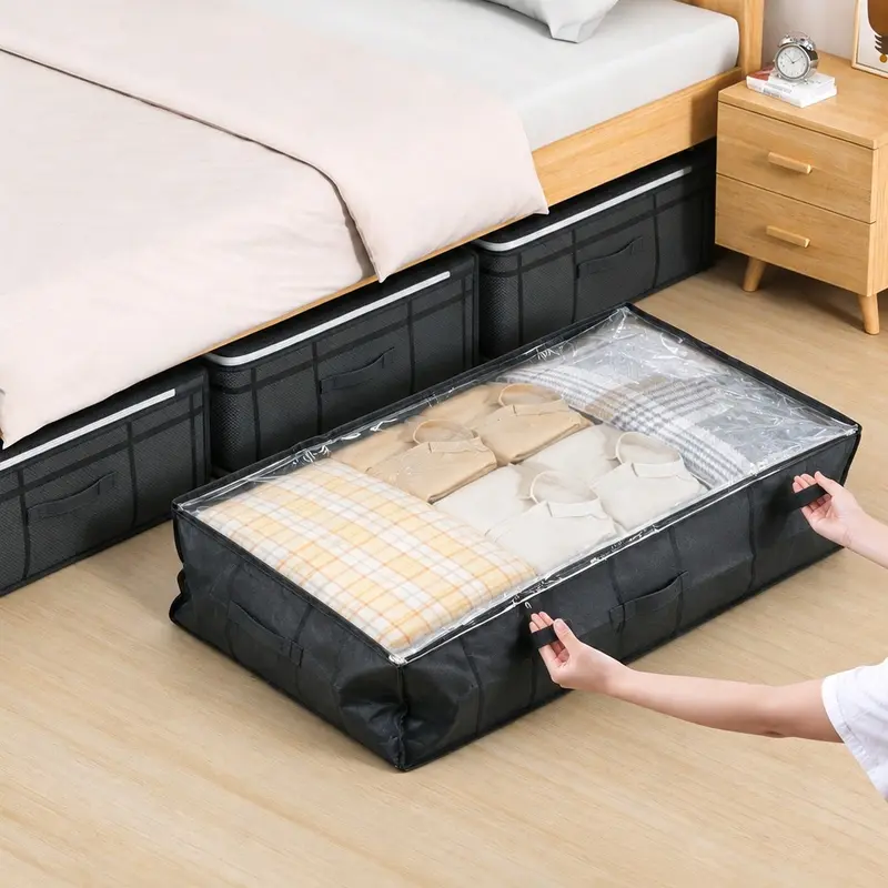 Under Bed Clothes Storage Bag, Space Saver, Waterproof Dustproof Large Capacity with Handle & Clear Window, for Blankets & Toys, Bedding Storage, Room Organizer, Indoor Storage, Waterproof Storage Bags, Multipurpose Storage