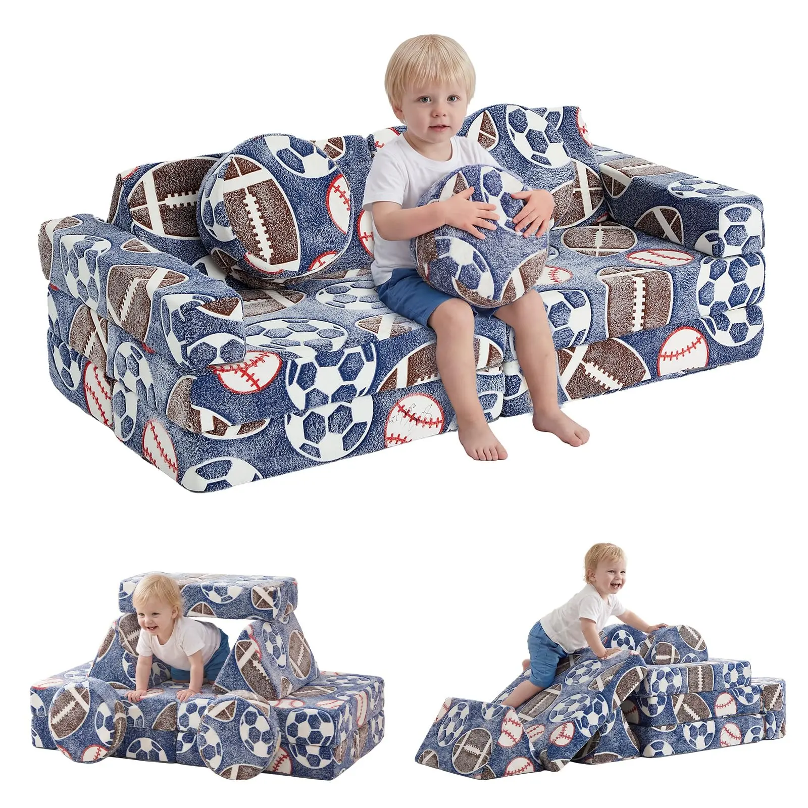 GAOMON Kids Play Couch for Toddlers, Modular Kids Couch with Glow-in-Dark | Modular Play Couch for Creative Builds, Removable Washable Covers, Two Sizes for Different Families