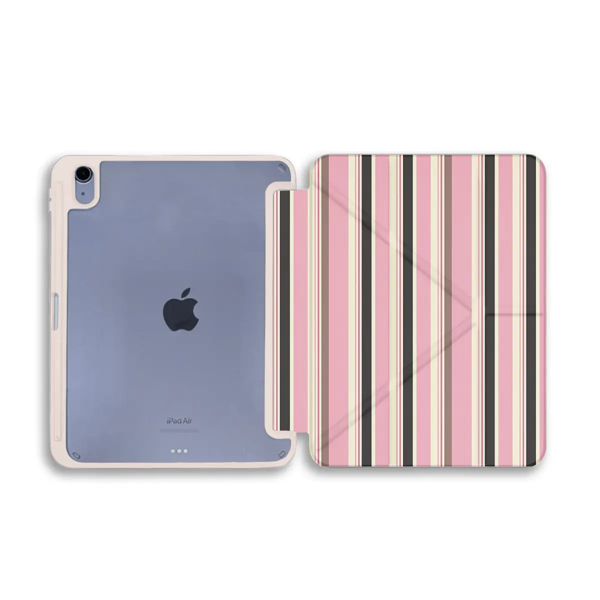 Colorful Stripes and Checks Pattern iPad Case for iPad Pro 11-inch (2024) / iPad Air 6 (2024) / iPad mini 6, Silk Texture PC Back Cover with Pencil Holder
