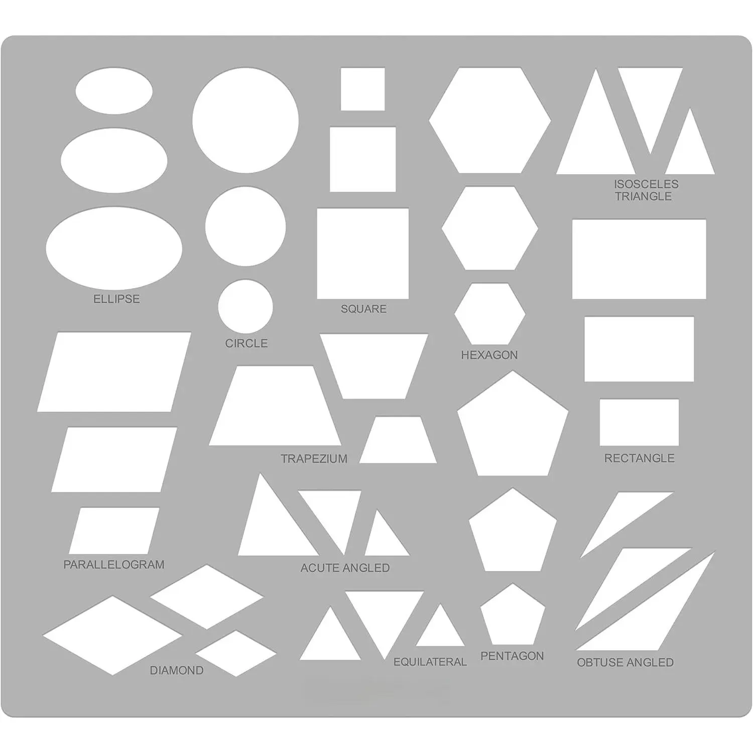 No.201 Metal Circle Template, Stencil, Ellipse, Oval, Triangle Master, Art Circle Tool, Isometric Drawing Template, Lapidary, Cabochons, Geometric Ruler,  Templates Round