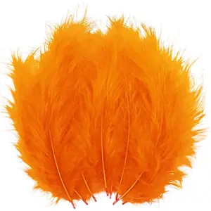 100Pcs Orange Fluffy Turkey Marabou Feathers 4-6 Inches for Crafts Dream Catcher Fringe Trim Fly Tying Material