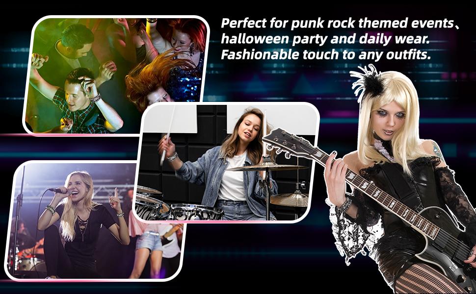 4 Pcs Punk Rock Studded Bracelet Set Leather Cuff Bracelets for Men Women 80s Emo Goth Accessories 4 Pcs Punk Rock Studded Bracelet Set Leather Cuff Bracelets for Men Women 80s Emo Goth Accessories