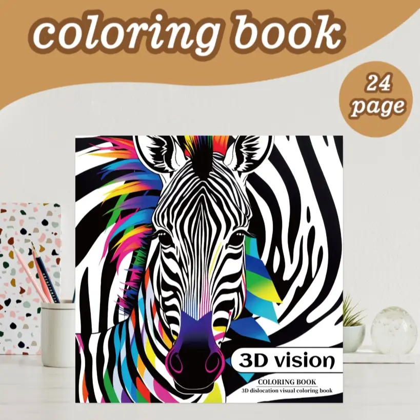 3D Visual Coloring Book, Thick Paper 24 Pages, 7.9in X 7.9in, Fine Lines, Ideal for Adults and Teens, Perfect Gift for Friends and Family