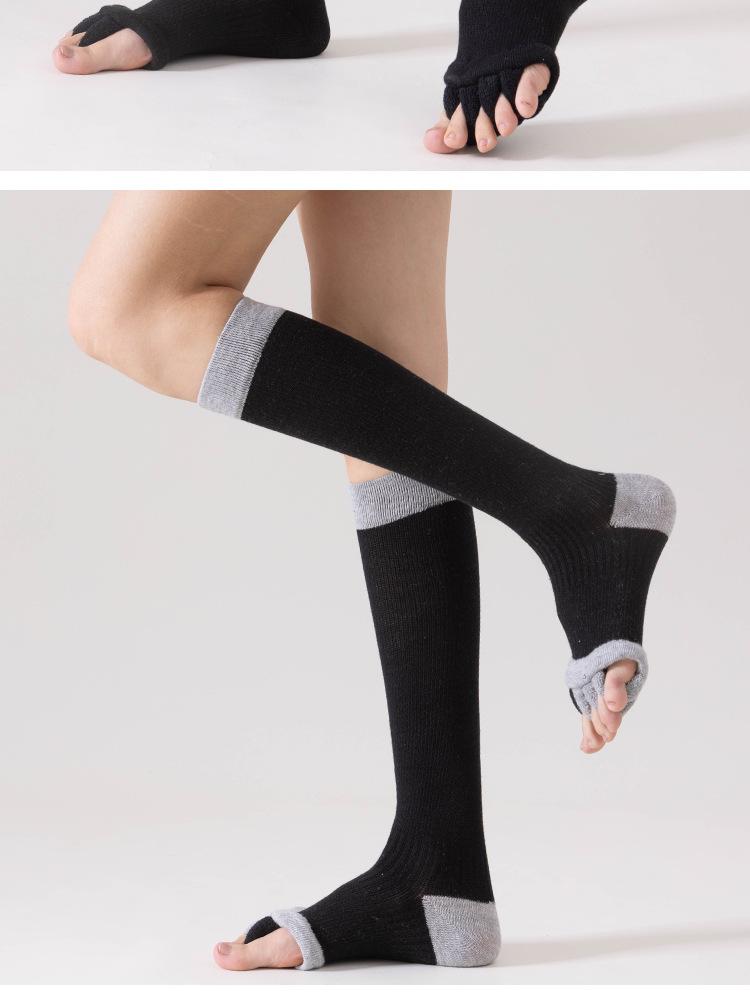 Toe-Separating Yoga Socks - Non-Slip Athletic Socks for Women,#Workout Socks, Pilates Socks & Gym Fitness Socks,Long pressure split-toe socks, anti-slip calf socks