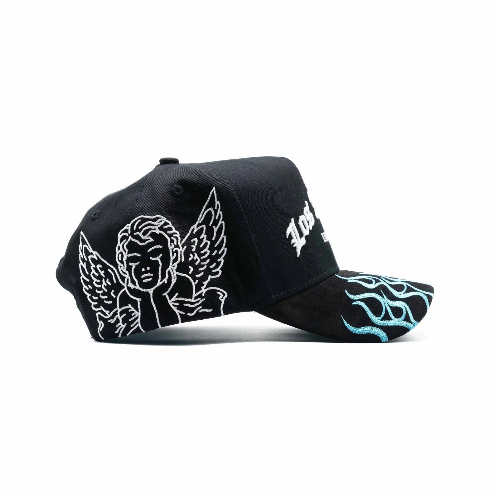 Dandy Hats Los Angeles Dandy Club Premium Streetwear Snapback – Black Adjustable Unisex Hat for Men & Women Featuring Bold Embroidery and Flame Brim Detail Inspired by Modern Street Fashion