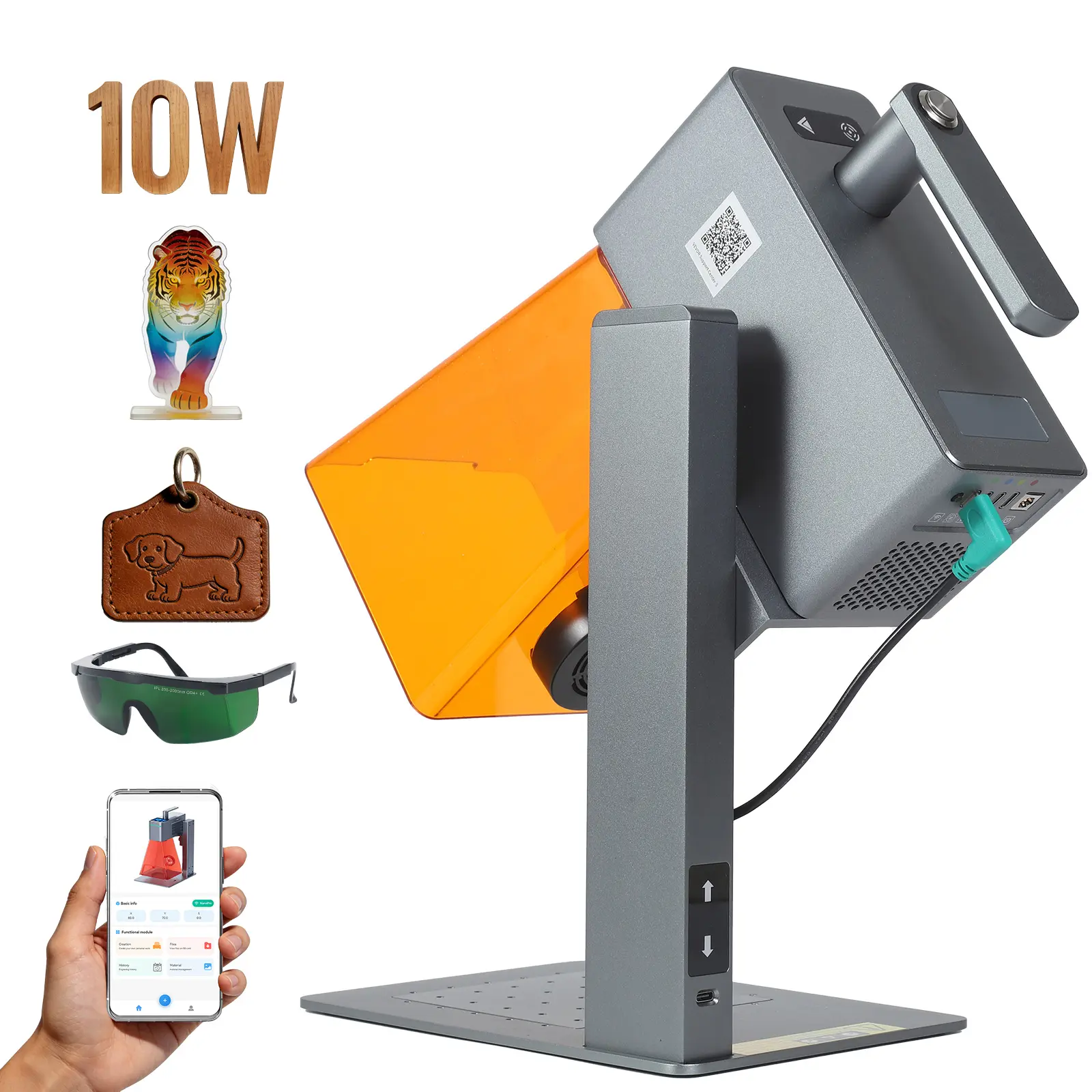 Portable Laser Engraver, Handheld Blue Laser Engraver and Cutter, 12W Laser Power, Precision Engraving, High Engraving Speed, Intelligent Color Engraving