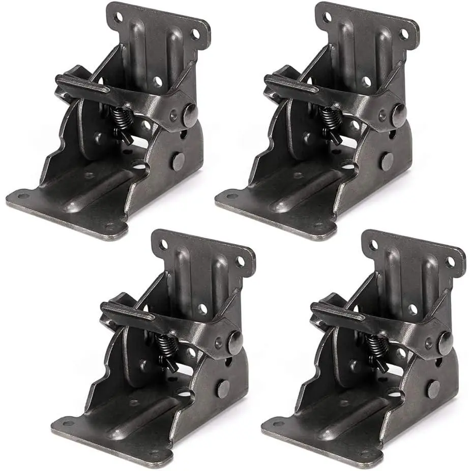 Foldable Bracket, Self-Lock Hinge Hardware with Screws Lock Extension Support for Table , Bed , Workbench, Pack of 4