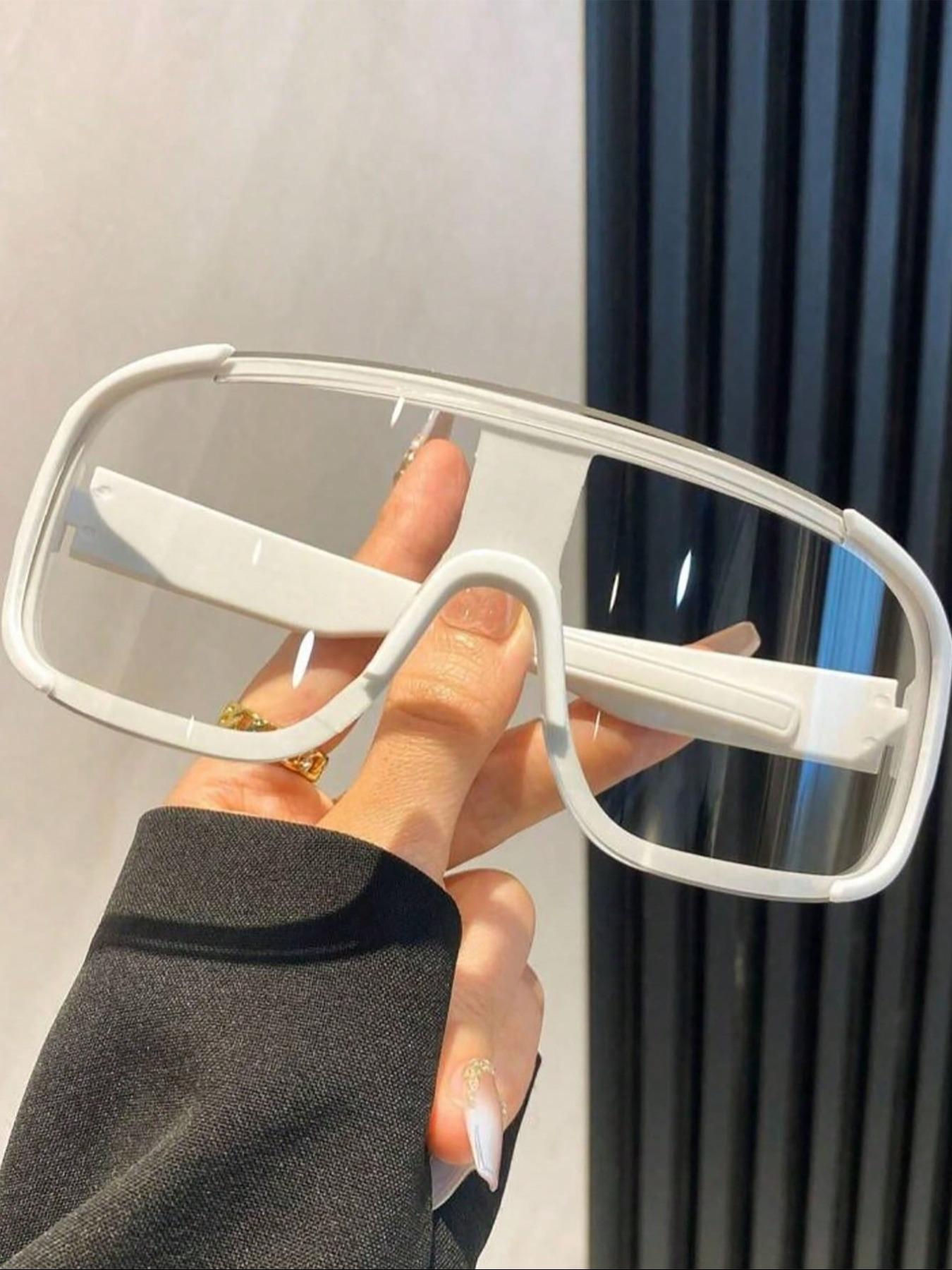 Unisex Simple Style Plain Color Sunglasses, Trendy Casual Sunglasses for Everyday Use, Fashion Accessories for Outdoor Activities