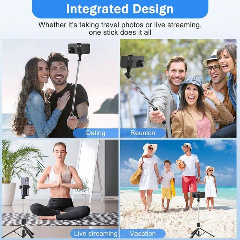 Multi-Function Selfie Stick with Ring Light, 67" Tripod with Wireless Remote, Compatible with Bluetooth-compatible Cameras & Music Control for iOS & Android, Phone Accessories